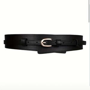 Zara Black faux Leather Belt with Silver Buckle